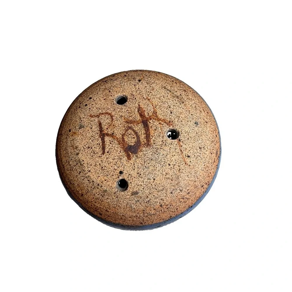 Vintage Vegas Stash Pottery Jar Signed Roth Handmade Stoneware Ceramic Vase